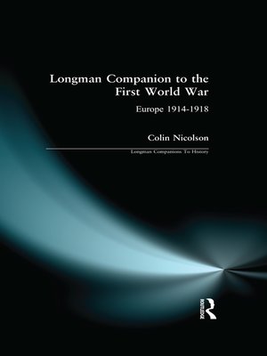 cover image of Longman Companion to the First World War
